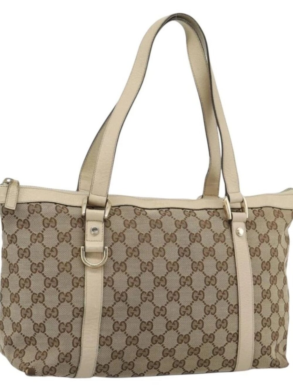 GUCCI GG Canvas Abbey Tote Bag Beige Gold 141470 Auth 184405